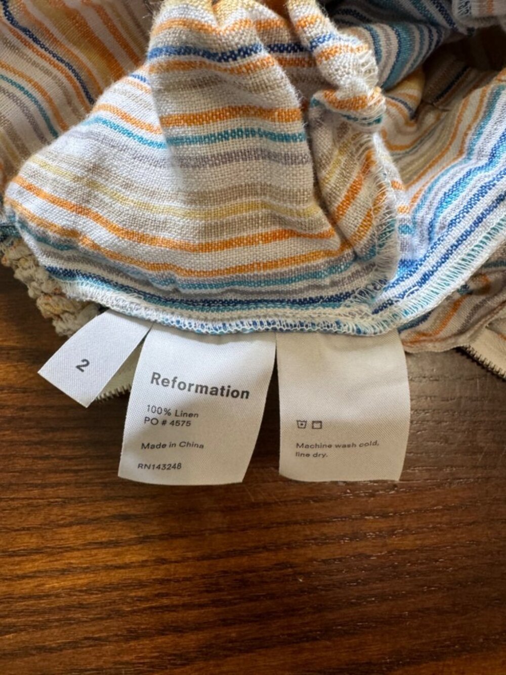Reformation Island Striped Linen Romper Square Neck Smock Back Marbella Striped - Picture 5 of 12